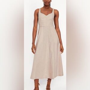 Linen fit and flare sleeveless dress. Large